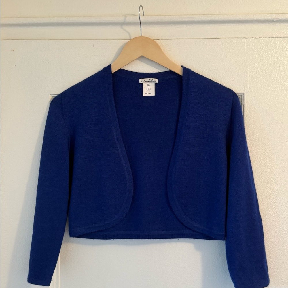Oscar de la Renta Royal Blue Cashmere Bolero Sweater Jacket